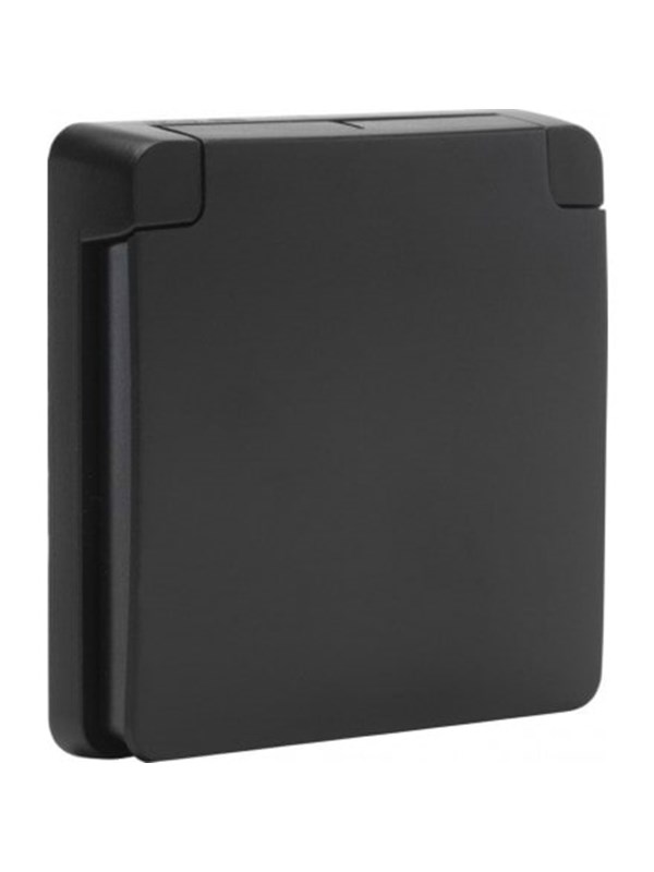 Niko-Servodan Adapter frame with hinged lid Sopii 45 x 45 mm functions in splashproof surface-mounting outlets Musta