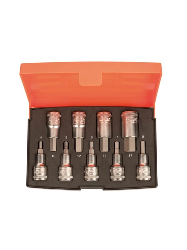 BAHCO 1/2 socket set w/hexagonal bits 9pcs 4-17mm