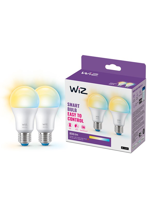WiZ Tunable A60 E27 LED-lamppu, 2 kpl - Himmennettävä valkoinen LED-valo lämpimästä viileään