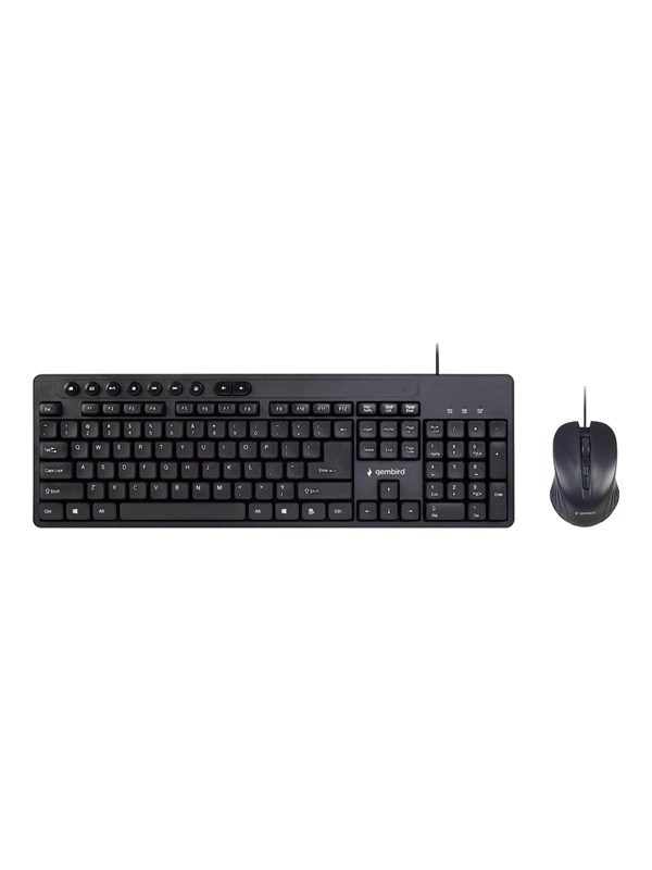 Gembird KBS-UM-04 - keyboard and mouse set - US - black - Näppäimistö ja Hiirisetti - Englanti (US) - Musta