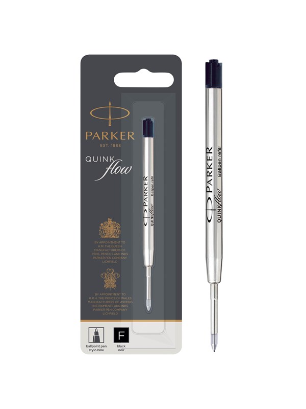 Parker Ballpoint Pen Refill | Fine Tip | Black QUINKflow Ink | 1 Count