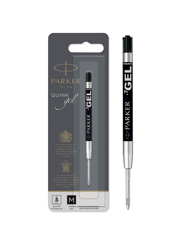 Parker Gel Pen Refill | Medium Tip (0.7mm) | Black QUINK Ink | 1 Count