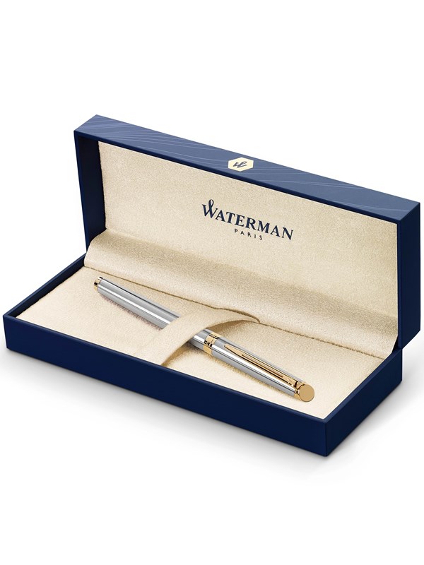 Waterman Hémisphère Rollerball Pen | Stainless Steel with 23k Gold Trim | Fine Point | Black Ink | Gift Box