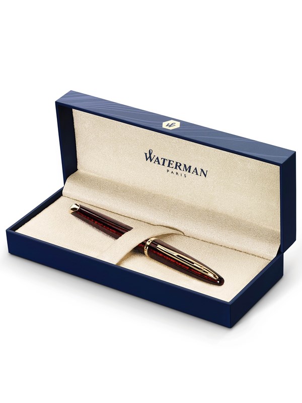 Waterman Carène Marine Amber Fountain Pen | Gloss Brown & Black with 23k Gold Clip | Fine Nib with Blue Ink Cartridge | Gift Box