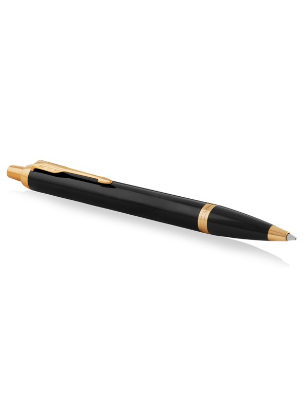 Parker IM Ballpoint Pen | Black Lacquer with Gold Trim | Medium Point Blue Ink | Gift Box