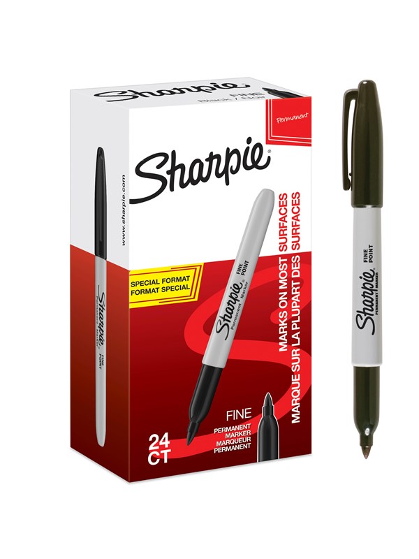 Sharpie -permanenttitussit | Kapea kärki | Musta | 24 kpl
