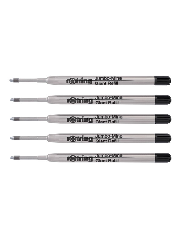 Rotring Jumbo Ballpoint Pen Refills | Black Ink | Medium Point (1.0mm) | 5 Count