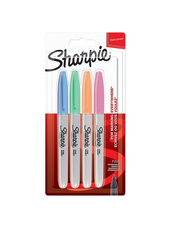 Sharpie -permanenttitussit | Kapea kärki | Pastellivärit | 4 kpl