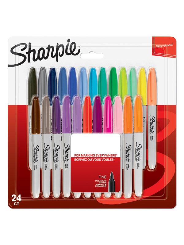 Sharpie -permanenttitussit | Kapea kärki | Värilajitelma | 24 kpl