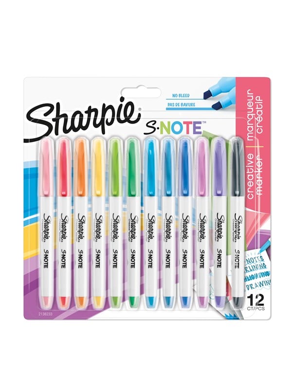 Sharpie S-Note | Monipuolinen 2-in-1-kärki | Monikäyttötussi | 12 kpl