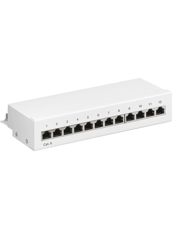 Pro CAT 6 Mini/Desktop Patch Panel 12 Port Valkoinen - Valkoinen