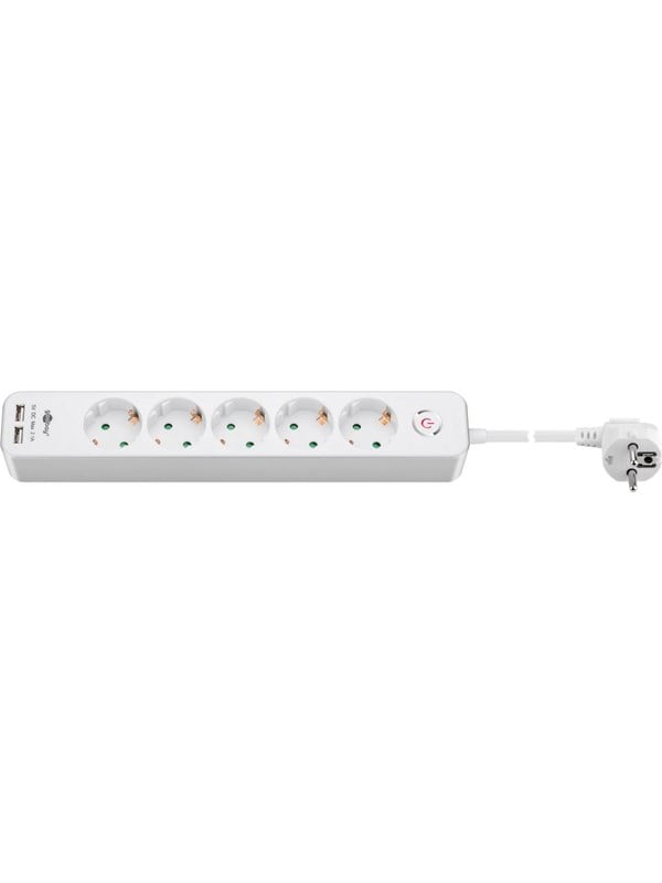 Pro 5-way Jatkojohto with switch and 2 USB ports