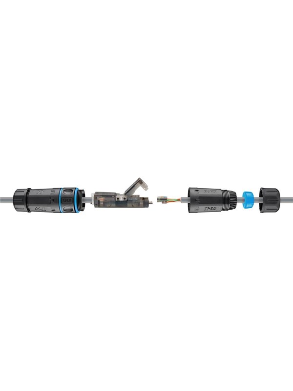 Pro Outdoor (IP68) LAN cable connector CAT 6A UTP unshielded - Musta