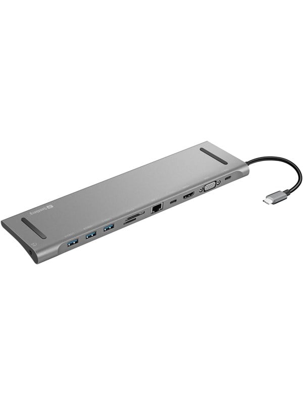 Sandberg USB-C 10-in-1 telakointiasema - telakointiasema - USB-C - VGA HDMI - GigE