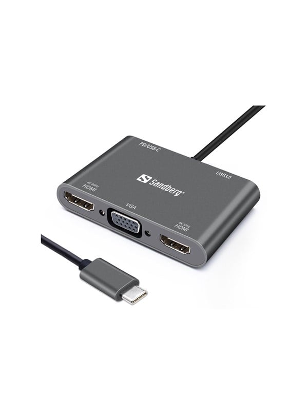 Sandberg USB-C telakka - telakointiasema - USB-C - VGA HDMI