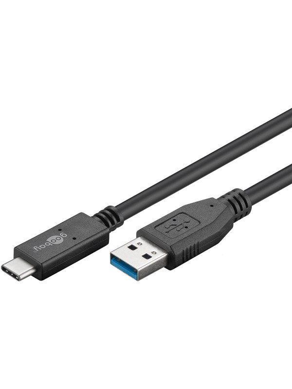 Pro USB-A <-> USB-C - 0.5m - USB 3.2 Gen 2 - Musta