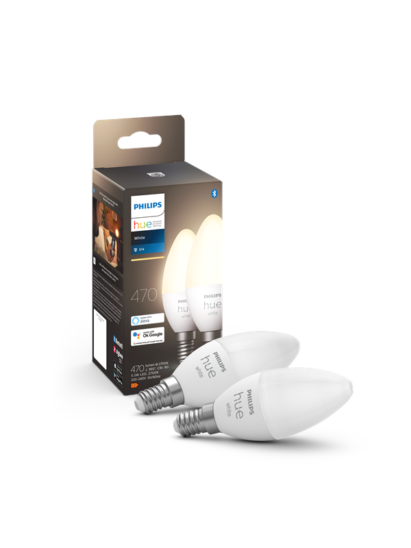 Philips Hue White E14 B39 Kynttilälamppu - 2-pack