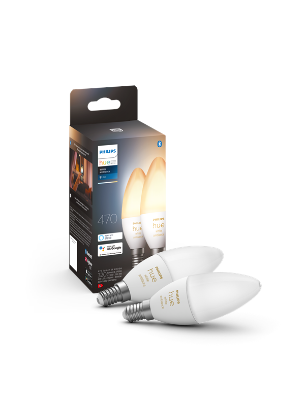 Philips Hue White Ambiance E14 B39 Kynttilälamppu - 2-pack