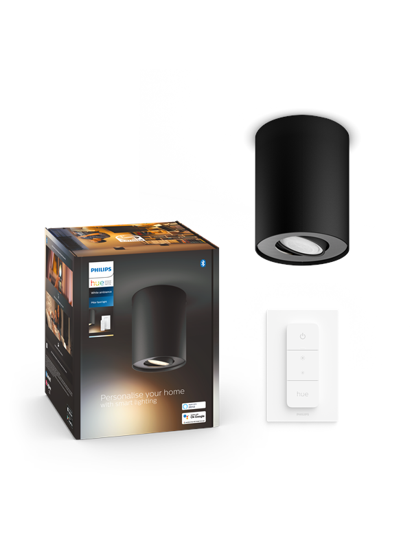 Philips Hue Pillar Single Kohdevalaisin - Musta - Dimmer Switch
