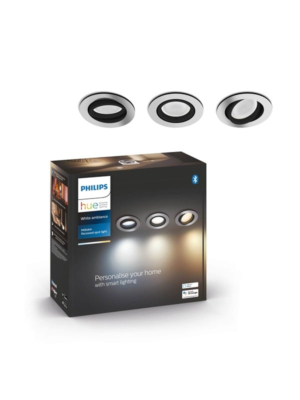 Philips Hue Milliskin Recessed Kohdevalaisin Pyöreä - Alumiini - 3-Pack