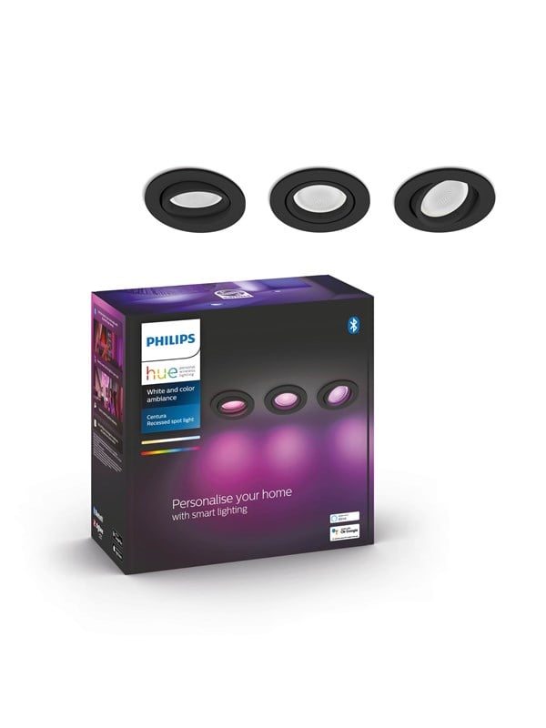Philips Hue Centura Recessed Kohdevalaisin Pyöreä - Musta - 3-Pack