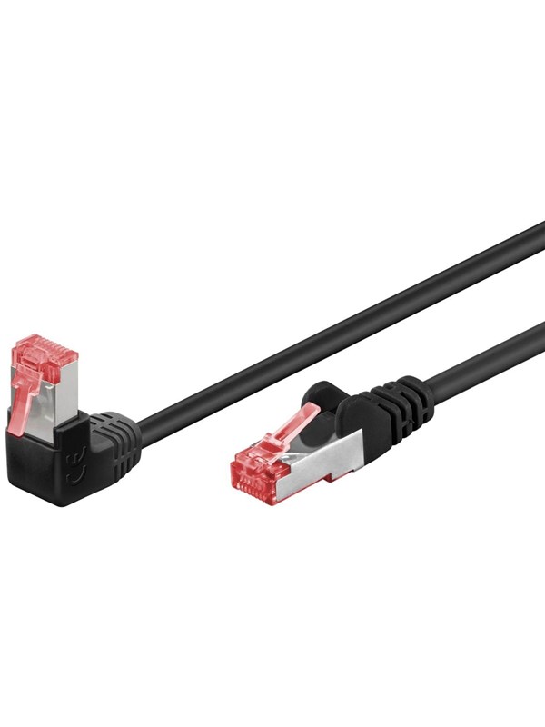 Pro CAT 6A - 90°angled Musta - 0.25m - Musta - 0.5m