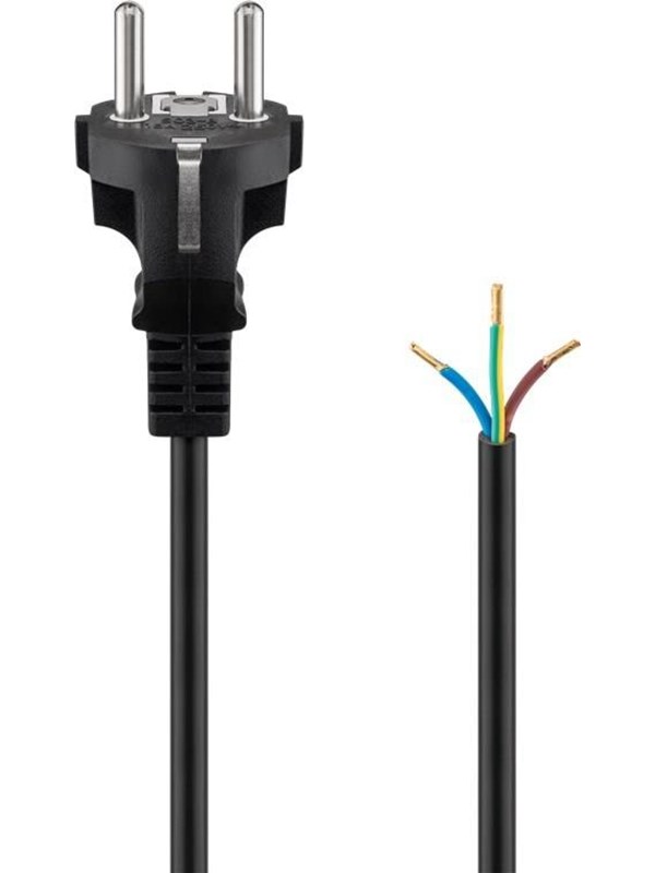 Pro Safety plug cord for assembly 1.5 m Musta