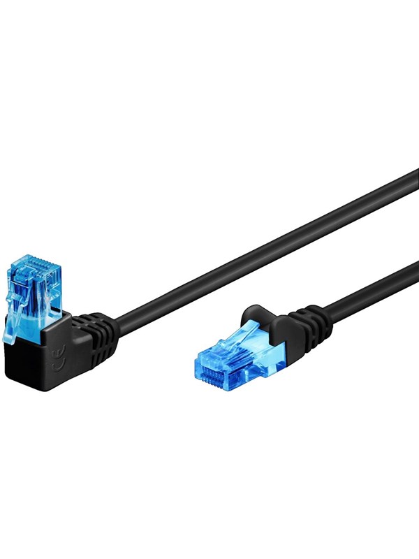 Pro LAN CAT 6A U/UTP 90° - Musta - 0.5m