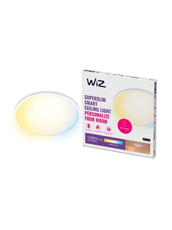 WiZ SuperSlim -kattovalaisin, valkoinen, 16 W, säädettävä valkoinen valo, himmennettävä