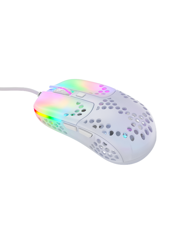 Xtrfy MZ1 - Zy's Rail - Pelihiiri - Optinen - 6 painiketta - Valkoinen RGB-valolla
