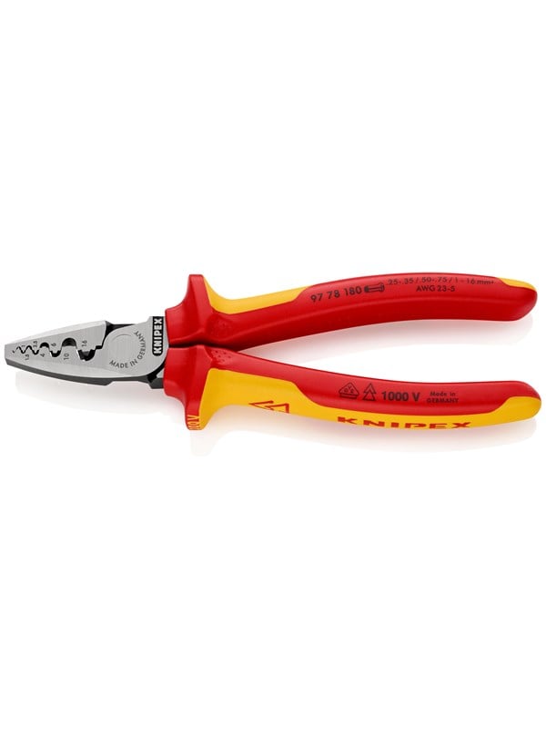 KNIPEX Krimppauspihdit johdinpääteholkkeihin, mandrel-puristusliittimellä