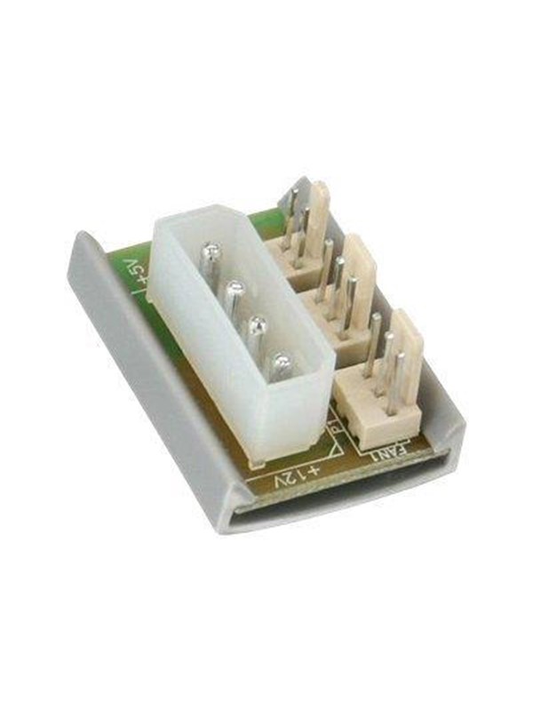 InLine PC Fan Multi Power Port Adapter Molex 5.25"" to x 2 Fan Power