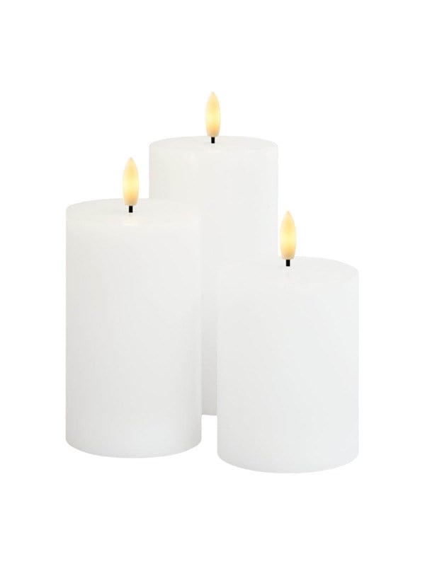 SIRIUS Sille LED rechargeable block candles white 3 pcs.