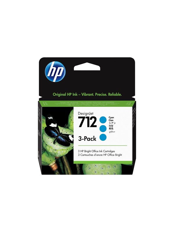 HP 712 3-pakkaus syaani mustetta