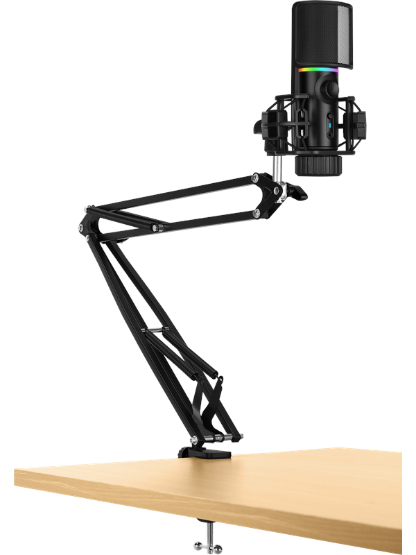 Streamplify RGB Mikrofoni - w/ mic-arm - Musta