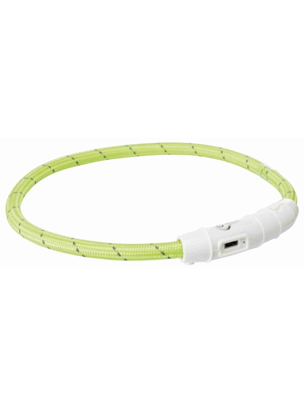 Trixie Flash Light Ring USB Illuminated Dog Safety Collar Green Size L-XL 7mm 65cm