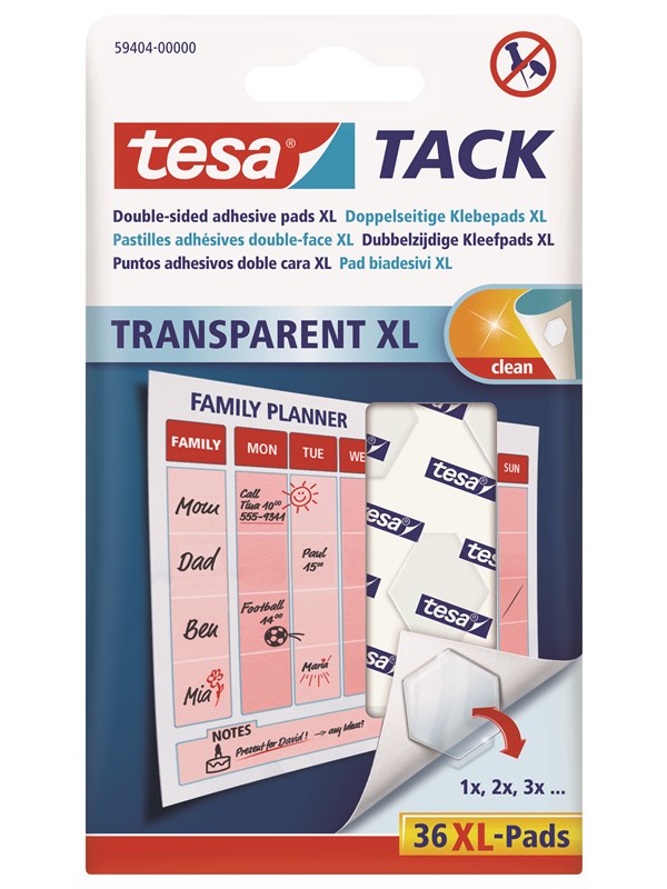 tesa TACK Adhesive Pads XL 36pcs Läpinäkyvä