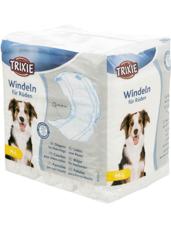 Trixie Diapers for Male Dogs M-L: 46-60cm (12-Pack)