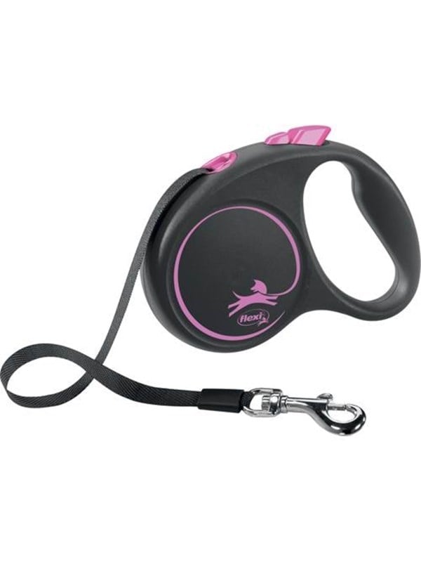Flexi Musta Design S leash 5 m 15 kg Pinkki