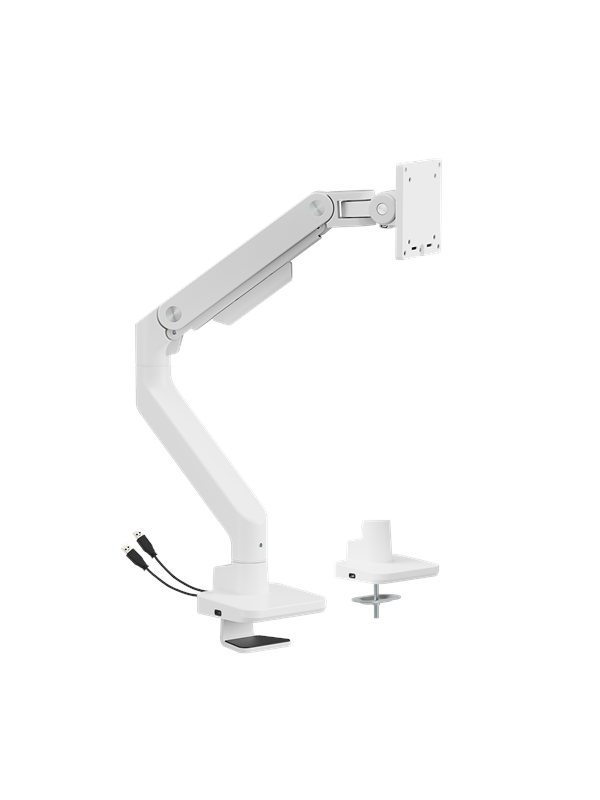 DUTZO Monitorivarsi yhdelle näytölle (jopa 49") - Heavy Duty USB A & C -porteilla - Valkoinen