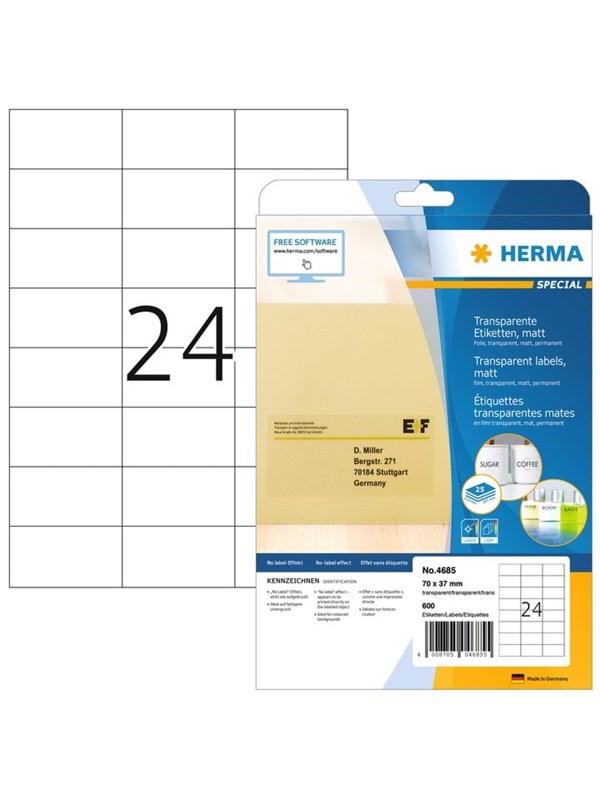 Herma label film 70x37 transp matt (600)
