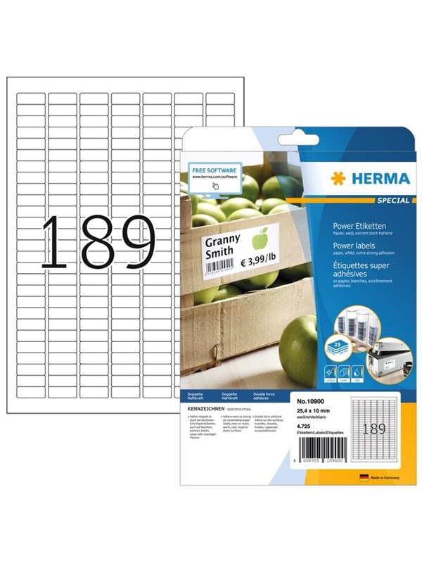 HERMA etiketit - matta - 4725 etikettiä - 25,4 x 10 mm