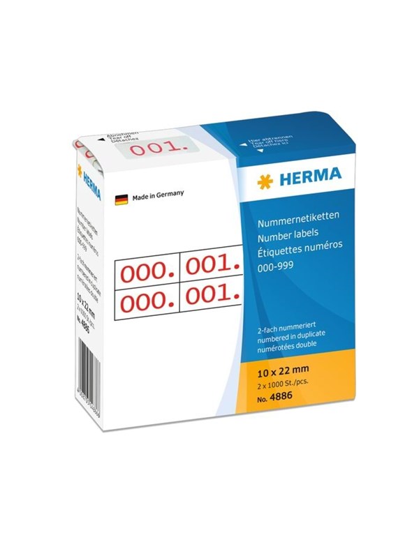 HERMA itsekiinnittyvät numerolaput - 2000 etikettiä - 10 x 22 mm