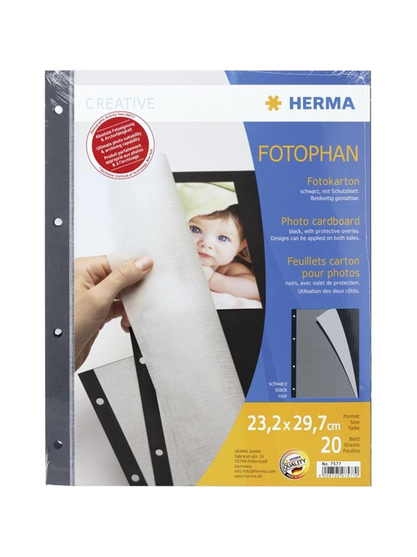 HERMA Photo cardboard 232x297 mm Musta 20 sheets