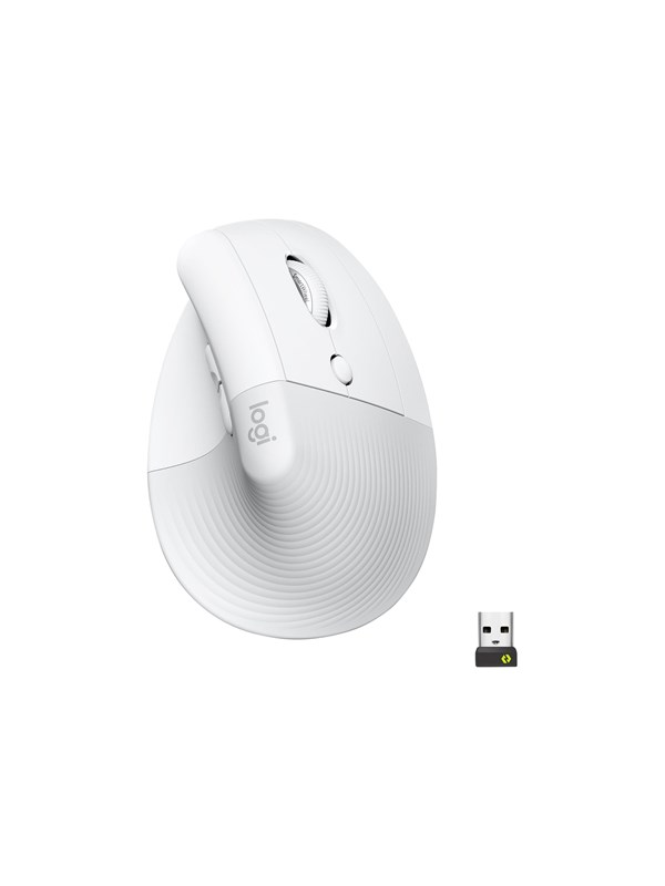 Logitech Lift for Business, Oikeakätinen, Vaakasuuntainen muotoilu, Optinen, RF Wireless + Bluetooth, 4000 DPI, Valkoinen