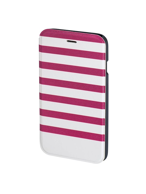 Hama ""Stripes"" Kirjanen Case for Apple iPhone 6/6s magenta/white