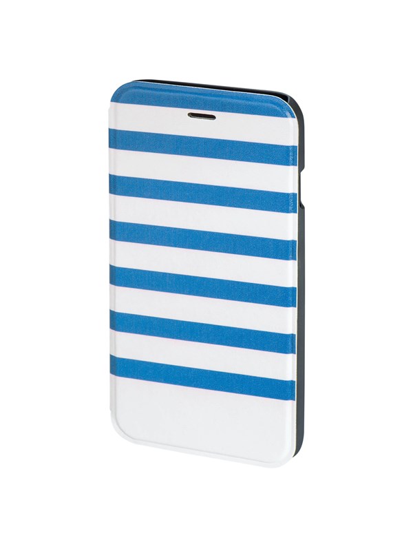 Hama ""Stripes"" Kirjanen Case for Apple iPhone 6/6s blue/white