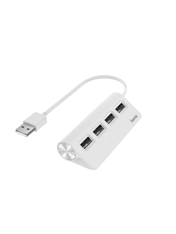 Hama USB Hub 4 Ports USB 2.0 480 Mbit/s Valkoinen USB hub - 4 porttia - USB 2.0 - Valkoinen