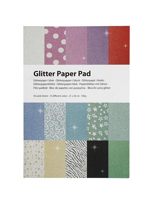 Creativ Company Glitter Paper Block A4 150gr 30 arkkia