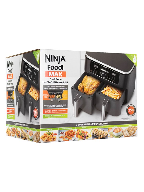 Ninja Foodi MAX Dual Zone AF400EU - hot air fryer - Musta